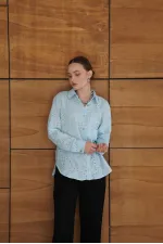 Corded Wholesale Shirts - Blue | F2079 - Topshow