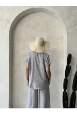 Nakışlı Toptan Gömlek - Gri Dsn2 | Topshow