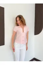 D 3048 ÇİN DÜĞMELİ GÖMLEK - PEMBE D 3048 ÇİN DÜĞMELİ GÖMLEK - PEMBE