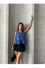 Topshow Saks Front Tie Wholesale Blouse