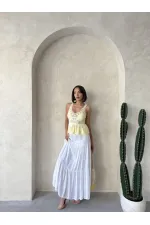 Güpür Detaylı Askılı Toptan Bluz   Sarı | Topshow