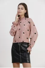 Blouse en mousseline à pois en gros - Pois poudrés | TOPSHOW | F1408