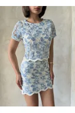 Dantel Bluz - Mavi | Topshow