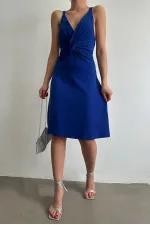 Robe Topshow à bretelles Saxe et col en V au-dessus du genou (vente en gros)