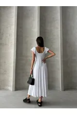 Topshow White Plain Viscose Wholesale Dress