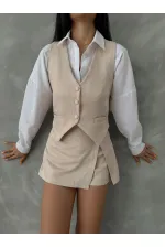 Gilet en daim beige (vente en gros) | TOPSHOW | f1528