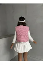 Doudoune sans manches en fibre à motif Pitikare - Fuchsia | TOPSHOW | F1741