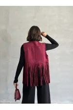 Topshow Burgundy Tassel Drop Wholesale Vest | F1806