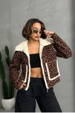 Manteau en peluche à motifs Eopar en gros - Marron et noir | TOPSHOW | F1814