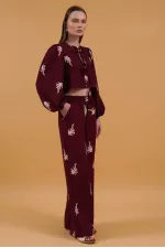 Embroidered Wholesale Trousers - Claret Red | Topshow | F1712