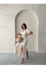 Embroidered Linen Wholesale Dress - Pistachio Green | Topshow