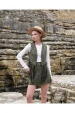 Tassel Dropped Wholesale Vest - Khaki | TOPSHOW | F1806