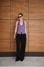 Gilet en satin zippé - Lilas | D2952 - Topshow