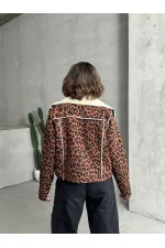 Manteau en peluche à motifs Eopar en gros - Marron et noir | TOPSHOW | F1814