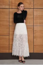 Ruffled Lace Skirt - Cream | F2074 - Topshow