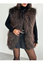Faux Fur Women's Wholesale Vest – Soft Texture – BLACK