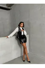 Pullu Toptan Yelek - Siyah Gümüş | TOPSHOW | F1750