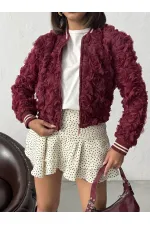 Topshow - Manteau zippé Rose Süzüneli en gros - Rouge bordeaux