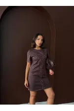 Topshow Drop Suede Wholesale Dress - Brown | F2039