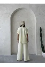 Çiçek Detaylı Pantolon - Sarı | Topshow