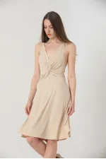 Robe Topshow à bretelles en pierre et col en V au-dessus du genou (vente en gros)