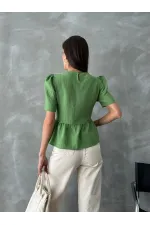 Topshow Zümrüt Zümrüt Dantel Detaylı Toptan Bluz