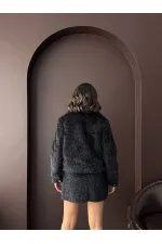 Topshow - Veste femme aspect fourrure synthétique en gros - Noire