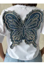 Arkası Kelebek Detaylı Toptan Gömlek - Beyaz | Topshow