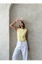 Dantel Kolsuz Bluz - Sarı | Topshow