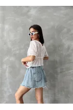 Topshow Cream Gray Embroidered Wholesale Blouse