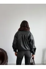 Topshow Fur-Collared Double-Breasted Leather Jacket - Black | F2050