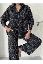 Chemise brodée en gros - Noire | Topshow | F1899