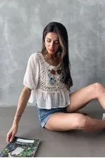 Topshow Stone Tile Embroidered Wholesale Blouse