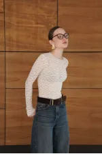 Dantel Toptan Bluz - Krem | F2092 - Topshow