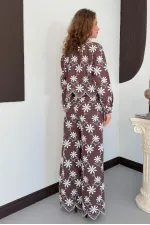 D 2913 EMBROIDERED TROUSERS - BROWN D 2913 EMBROIDERED TROUSERS - BROWN