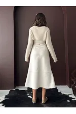 Topshow Scuba Suede Skirt - Stone | F2004