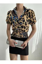 Chemise plissée Topshow Leopard Saxe Waist Gipel Ouzu en gros