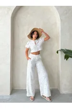 Embroidered Front Tie Wholesale Blouse - Cream | Topshow