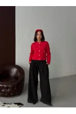 Veste Topshow en daim à poches - Rouge | F1800