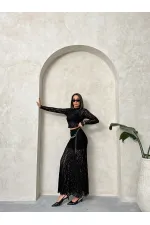 Lace Wholesale Evening Blouse - Black | TOPSHOW | F1886