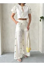 Nakışlı Toptan Pantolon - Taş | Topshow