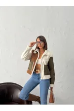 Topshow - Vente en gros de manteaux en daim laminés fourrure de lapin - Crème, kaki, beige