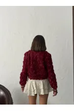 Topshow - Manteau zippé Rose Süzüneli en gros - Rouge bordeaux