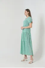 Robe longue à rayures émeraude Topshow en gros