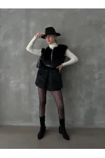 Gilet à plumes noires Topshow en gros | F1567