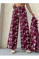 Süzüne Embroidered Trousers - Claret Red | Topshow | F1927
