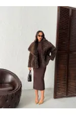 Manteaux en fausse fourrure pour femmes en gros – Vêtements d'extérieur d'hiver moelleux, doux et élégants – MARRON FONCÉ