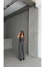 Kaşe Toptan Yelek - Gri Leopar | TOPSHOW | F1824