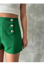 Topshow Emerald Embellished Buttoned Wholesale Shorts