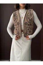 Topshow Embroidered Velvet Waistcoat - Mink | F2010